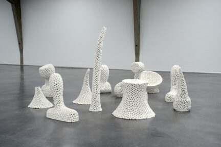 Tony Cragg, Foraminifera, 1990, pierced and sandblasted plaster, 12 parts, variable dimensions, © VG Bild-Kunst, Bonn 2026